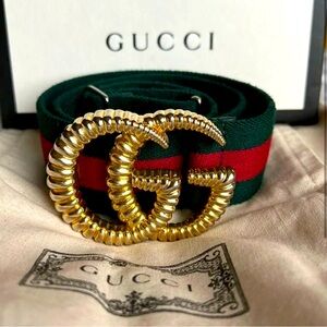 Gucci Womens web GG Gold Adjustable Belt